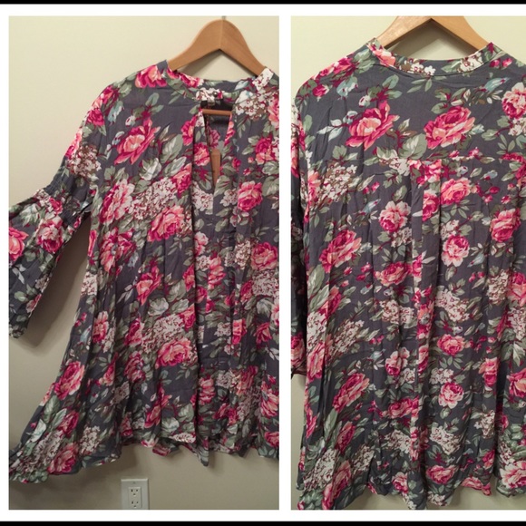 SOLD OUT Floral Print Trapeze Dress Grey - Picture 3 of 4