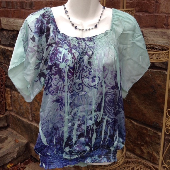 HPLight blue scroll top elastic waist APT 9