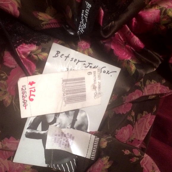 SOLD: sexy vintage black pink silk Betsey dress - Picture 3 of 3