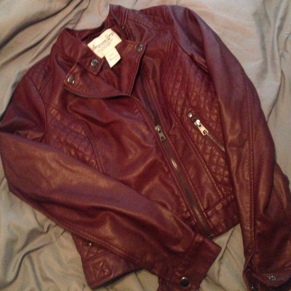 Maroon american rag "leather" jacket
