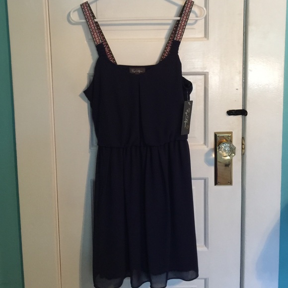 Byer California chiffon navy dress