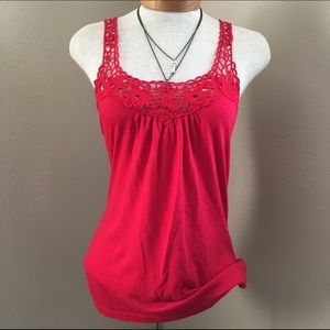 LF / Emma + Sam Red Crochet Tank Top, Small