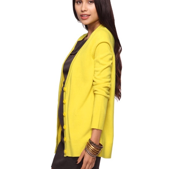 Bright yellow cardigan