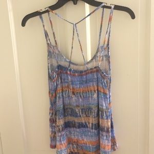 Abstract Loose Tank Top with Strap Design