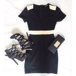 Black and off white dress