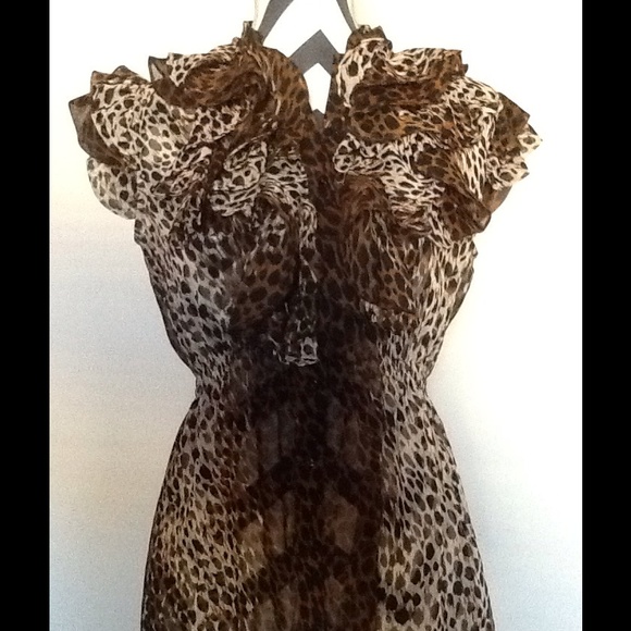 Leopard print ruffle blouse