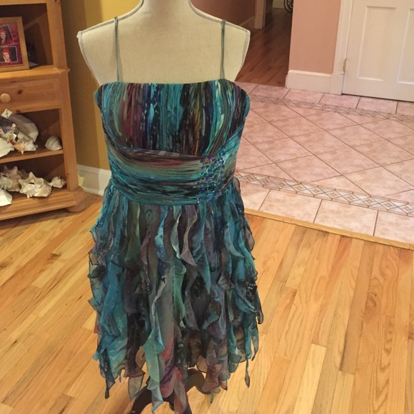 CACHE MULTI RUFFLE STRAPLESS DRESS - Picture 1 of 4