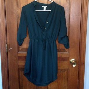 dark green quarter length sleeve dress