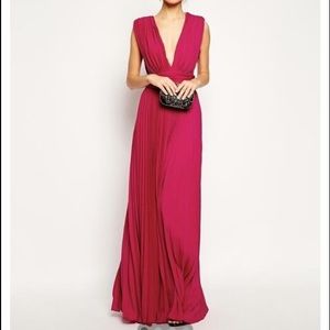 ASOS Red Carpet Pleated Deep Plunge Maxi Dress