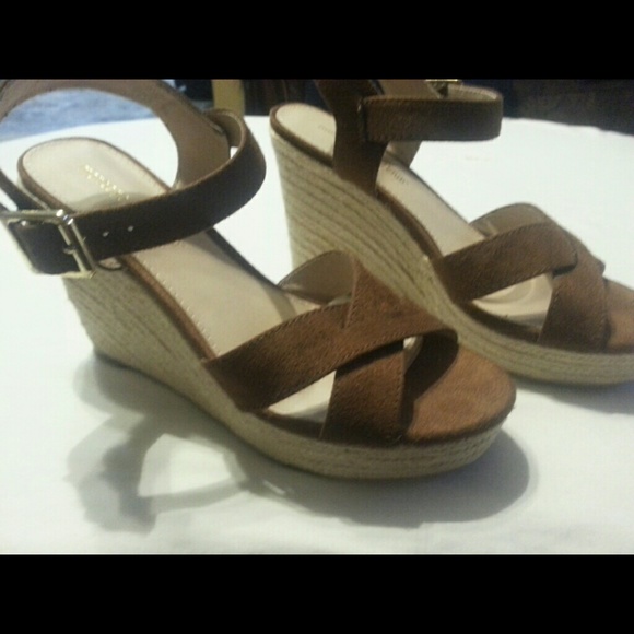 Brown suade wedges