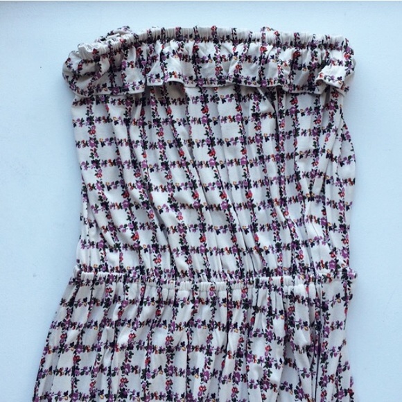 Floaty, strapless, floral dress size small