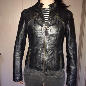 Faux leather biker jacket