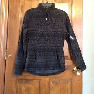 quarter zip black and grey long sleeved fleece