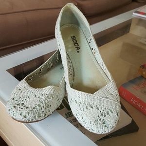 Powder blue crocheted ballet flats