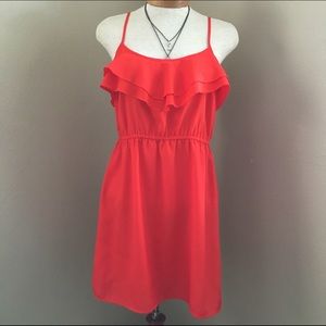 Forever 21 Red Ruffle Dress, Medium