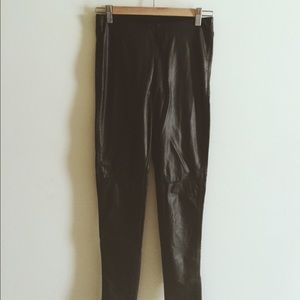 high-waisted leather pants