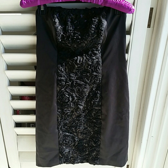 JS Boutique Black lace & sequin strapless dress