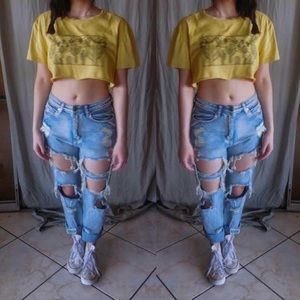 NASTYGAL DESTROYED BF JEANS