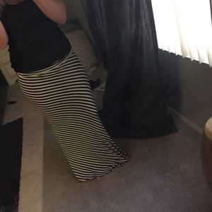Cream/black striped maxi skirt