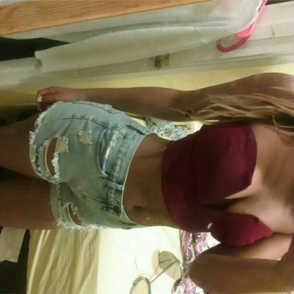 High waisted jean shorts