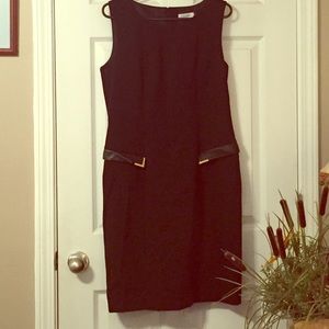 Calvin Klein black leather accent dress