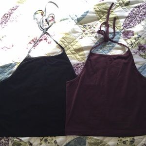 Brandy Melville black and maroon crop top bundle