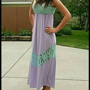 Purple turquoise lace dress