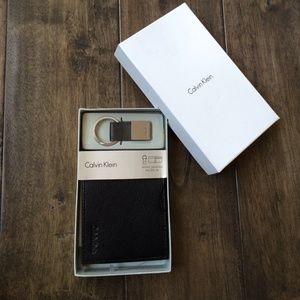 Calvin Klein Leather wallet and key fob set NWT