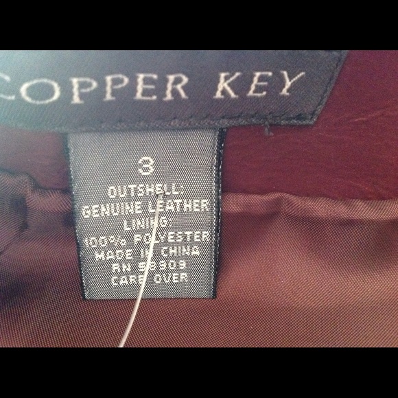 Pretty Burgandy Copper Key Leather Skirt - Picture 2 of 4