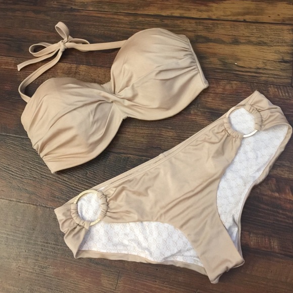Victoria's Secret Gold ring swim top and bottom