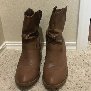 Brown heeled booties
