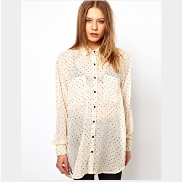 American Apparel over sized chiffon button up