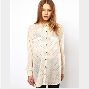 American Apparel over sized chiffon button up