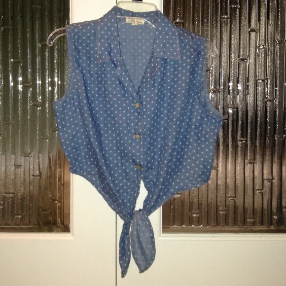 Cute button down crop top women's large