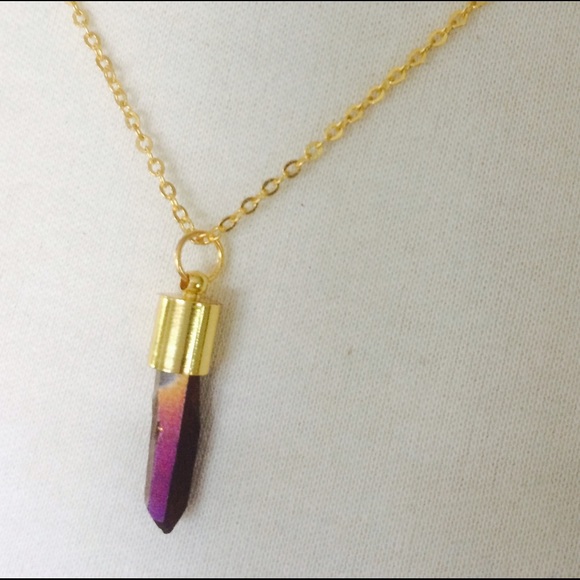 Titanium Druzy Gold Bullet Necklace