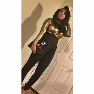 Metallic Gold & Black Jumper