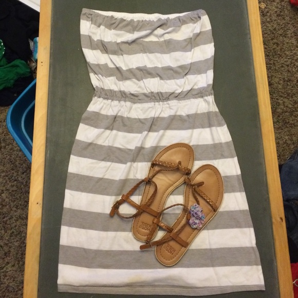Gray and white striped summer dress from old navy