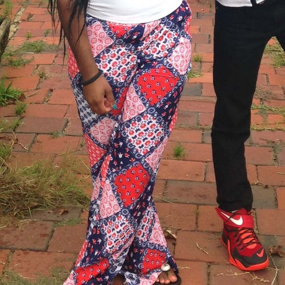 Red white & blue palazzo pants
