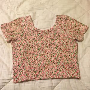 American Apparel Print Cotton Spandex Crop Tee