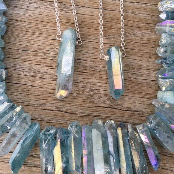 Aqua Aura Quartz Necklace