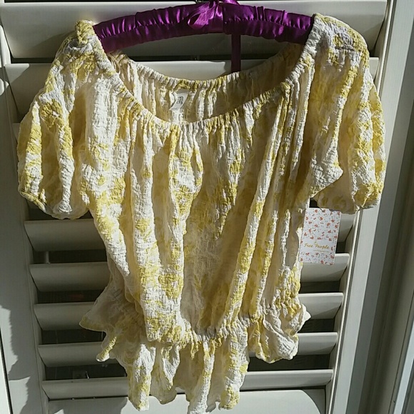 Free People yellow/white off the shoulder top