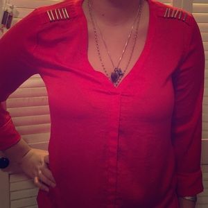 H&M: Red Quarter Sleeve Top