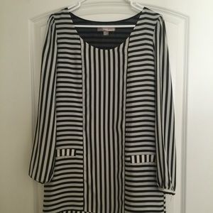 Striped black and white sheer dress