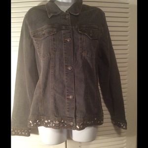 Diane Gilman Denim Beaded Jacket size  XL