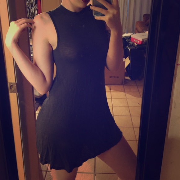 high neck mini dress