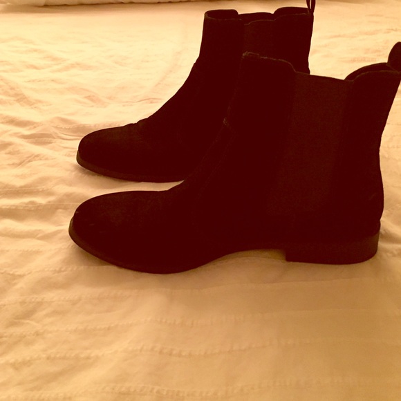 Black Suede Flat Ankle Boots