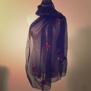 sheer pashmina with flowers