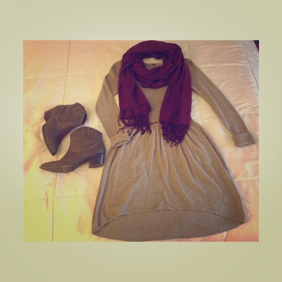 Taupe High Low Sweater Dress