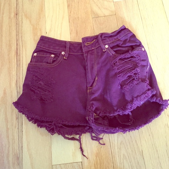 Maroon High Waisted Shorts - Picture 1 of 1