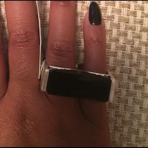 NWT Kenneth Cole New York Silver/Blk 2 Finger Ring